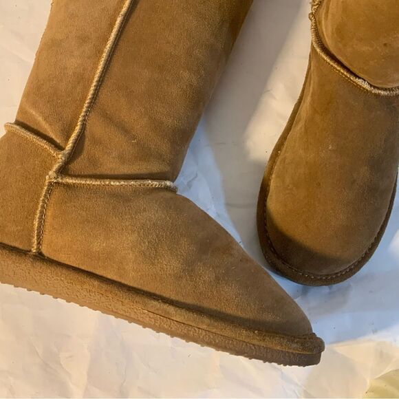 Bjorndal Women Size 8 Mid Calf Boots Sheepskin Lined Leather Tan Fall Winter - Picture 10 of 15